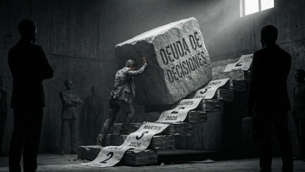 Representación del peso que supone la deuda de decisiones en un líder